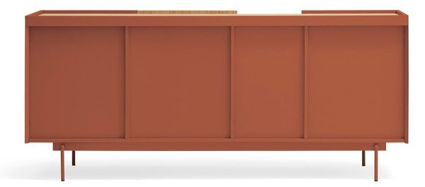 Ceglasto-naturalna niska komoda w dekorze dębu 180x78 cm Otto – Teulat