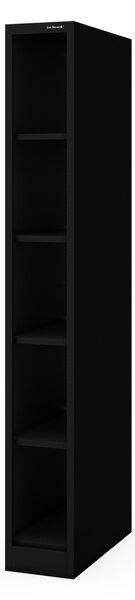 Regał metalowy wąski, archiwizacyjny na dokumenty czarny: TIM 250 x 1850 x 600 mm