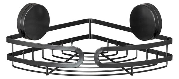 Czarna narożna półka łazienkowa Wenko Static-Loc® Pavia, szer. 27 cm