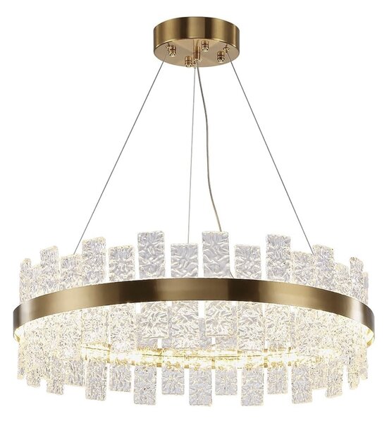Salamanca – lampa wisząca 60 cm okrągła LED 37W tricolor kryształowa złoty