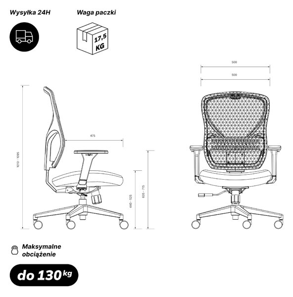 Fotel biurowy obrotowy czarny: ORBIT