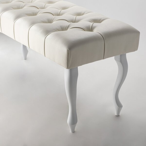 Ławka Pikowana do przedpokoju Chesterfield Cream