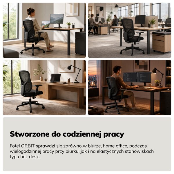 Fotel biurowy obrotowy czarny: ORBIT