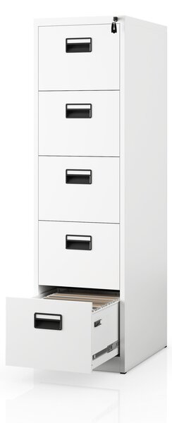 Szafa kartotekowa metalowa z 5 szufladami biała, 460x1625.5x600 mm: SARA V5
