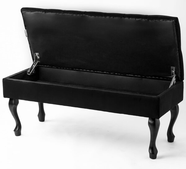 Pikowana pufa ze schowkiem Mini Black