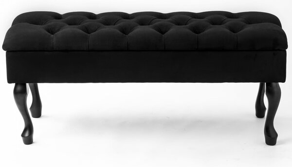 Pikowana pufa ze schowkiem Mini Black