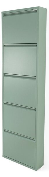 Szarozielona metalowa uchylna szafka na buty 50x169x15 cm Billy – Spinder Design