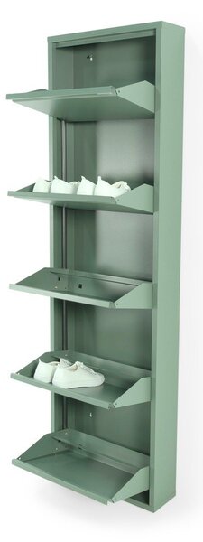 Szarozielona metalowa uchylna szafka na buty 50x169x15 cm Billy – Spinder Design