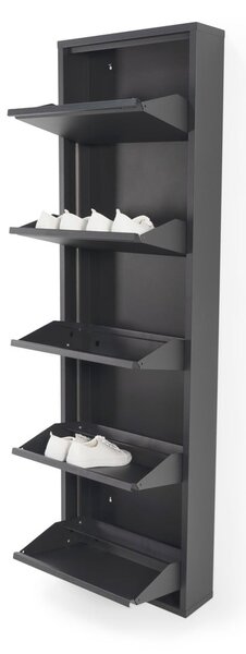 Czarna metalowa uchylna szafka na buty 50x169x15 cm Billy – Spinder Design