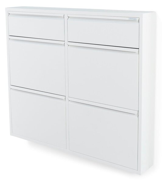 Biała metalowa uchylna szafka na buty 98x86x15 cm Billy – Spinder Design