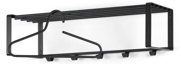 Czarny metalowy wieszak ścienny z półką 70 cm Rex – Spinder Design