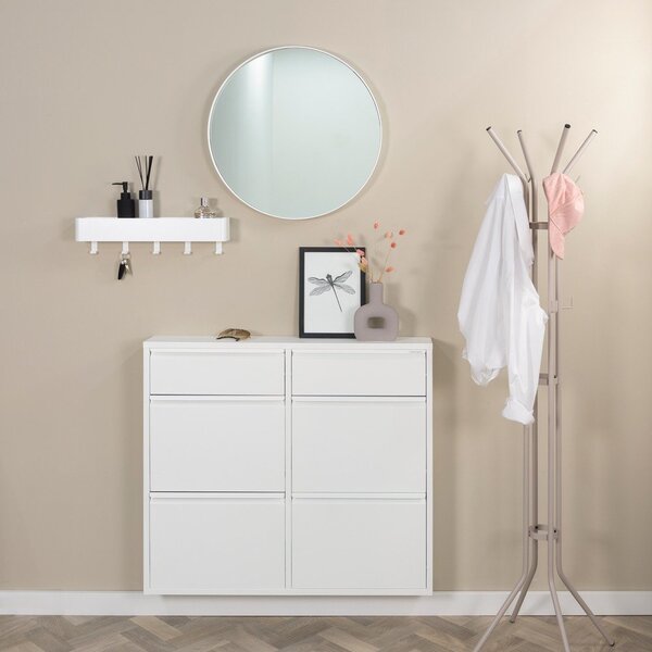 Biała metalowa uchylna szafka na buty 98x86x15 cm Billy – Spinder Design