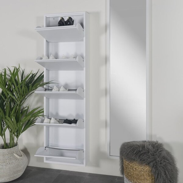 Biała metalowa uchylna szafka na buty 50x169x15 cm Billy – Spinder Design