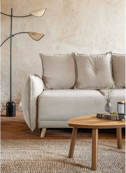 Beżowy sztruksowy rozkładany narożnik (prawostronny) Lazy Lukka – Miuform