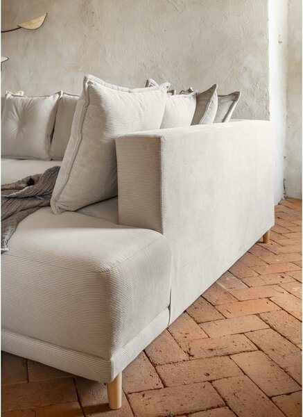 Beżowy sztruksowy rozkładany narożnik (prawostronny) Lazy Lukka – Miuform