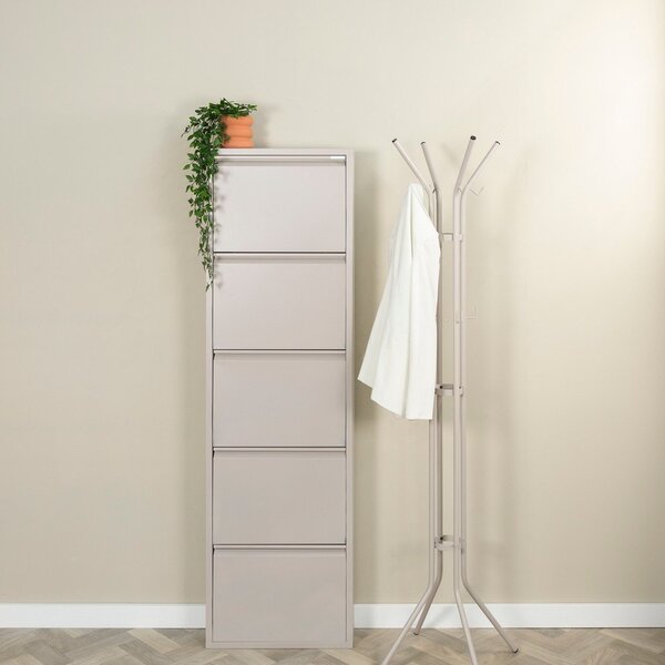 Szarobrązowa metalowa uchylna szafka na buty 50x169x15 cm Billy – Spinder Design