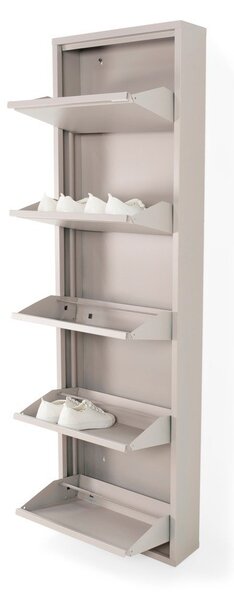 Szarobrązowa metalowa uchylna szafka na buty 50x169x15 cm Billy – Spinder Design