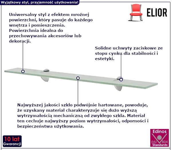 Mleczna prosta półka szklana 70x20 S3-C76