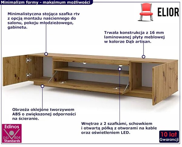 Szafka Pod Tv Stojąca Lub Ścienna Dąb Artisan F3-E75