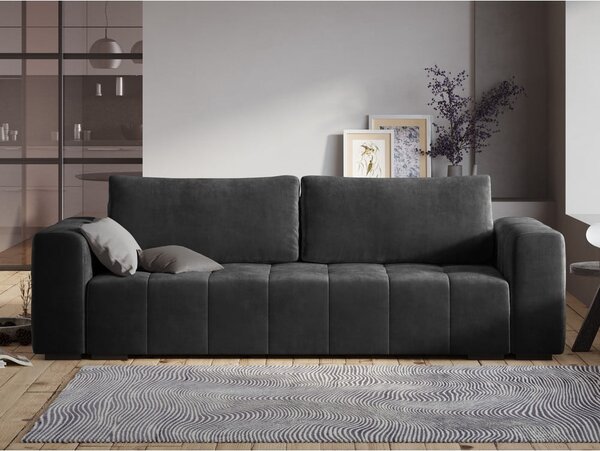 Ciemnoszara aksamitna rozkładana sofa Milo Casa Luca