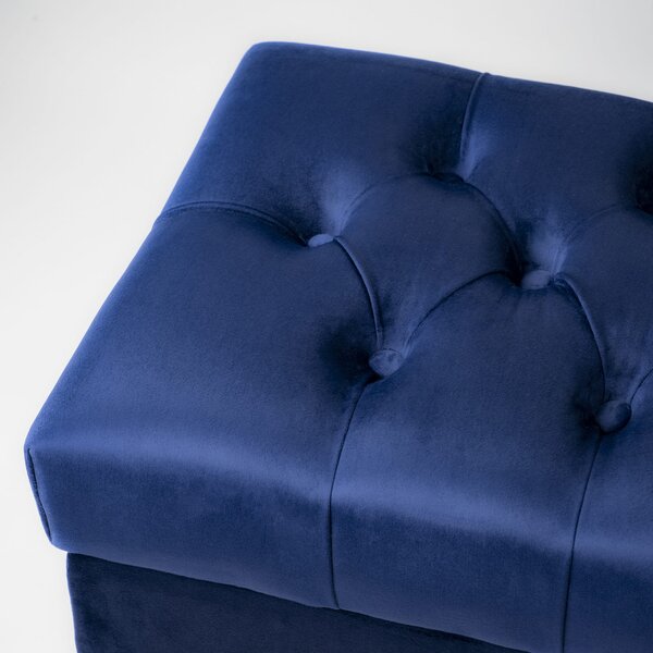Pikowana Pufa ze schowkiem Navy Blue