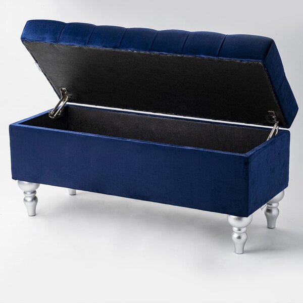 Pikowana Pufa ze schowkiem Navy Blue