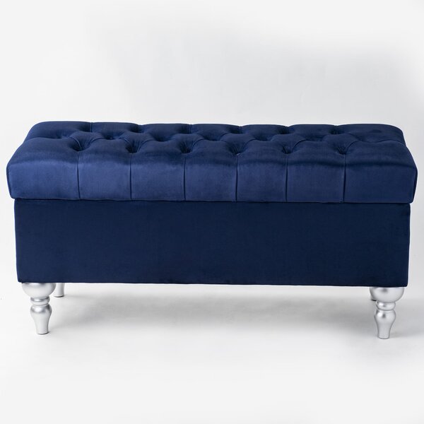 Pikowana Pufa ze schowkiem Navy Blue