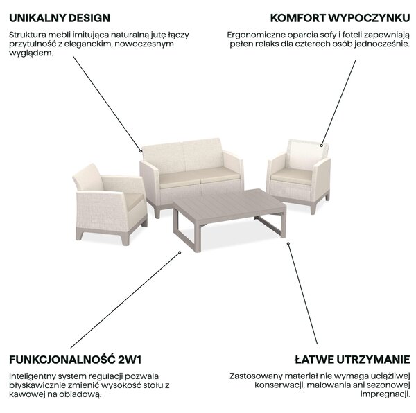 Meble ogrodowe SCANDI MAX2/LYON Pebble Grey-Soft Beige / Sf. Beige - Keter