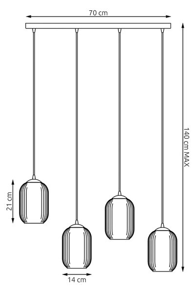 Industrialna lampa wisząca z grafitowymi kloszami D164 Z0-M53