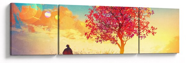 Obraz drzewa na wzgórzu (170x50 cm)