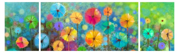 Obraz - Abstrakcyjne kwiaty (170x50 cm)