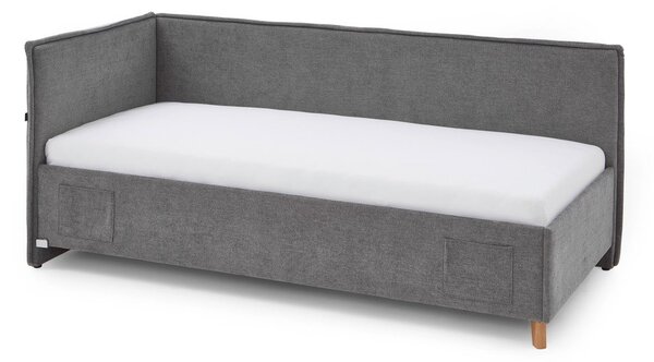 Szare tapicerowane narożne łóżko dziecięce ze schowkiem ze stelażem 120x200 cm Fun – Meise Möbel
