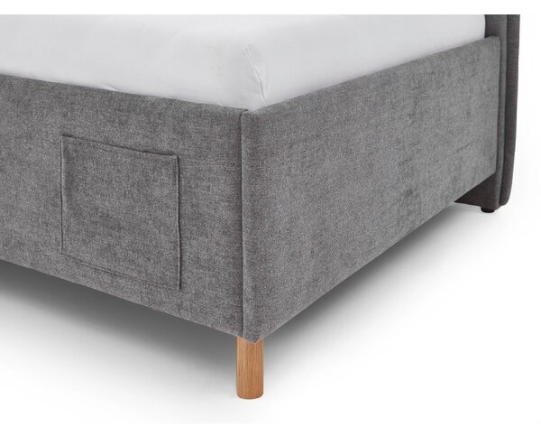 Szare tapicerowane narożne łóżko dziecięce ze schowkiem ze stelażem 120x200 cm Fun – Meise Möbel