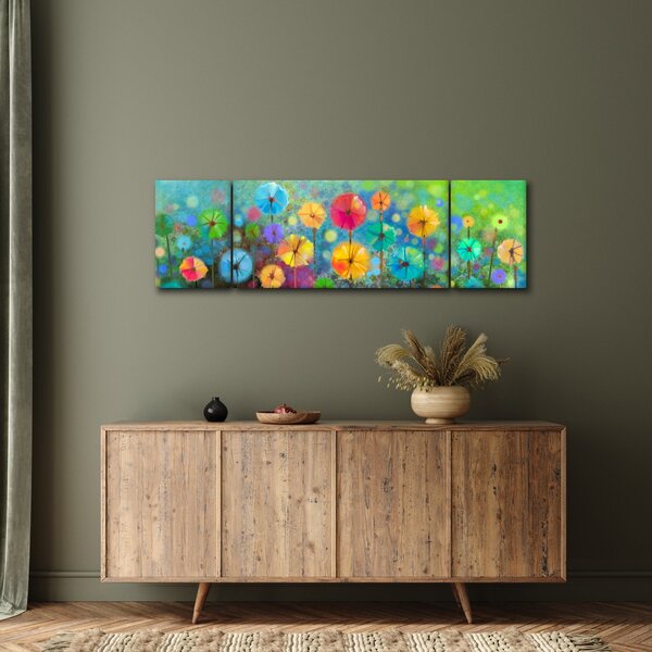 Obraz - Abstrakcyjne kwiaty (170x50 cm)