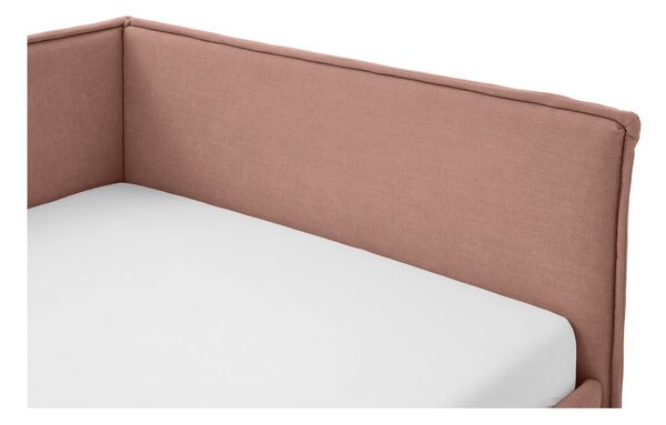 Różowe tapicerowane narożne łóżko dziecięce ze schowkiem ze stelażem 120x200 cm Fun – Meise Möbel