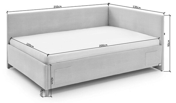 Niebieskie tapicerowane narożne łóżko dziecięce ze schowkiem ze stelażem 120x200 cm Cool – Meise Möbel