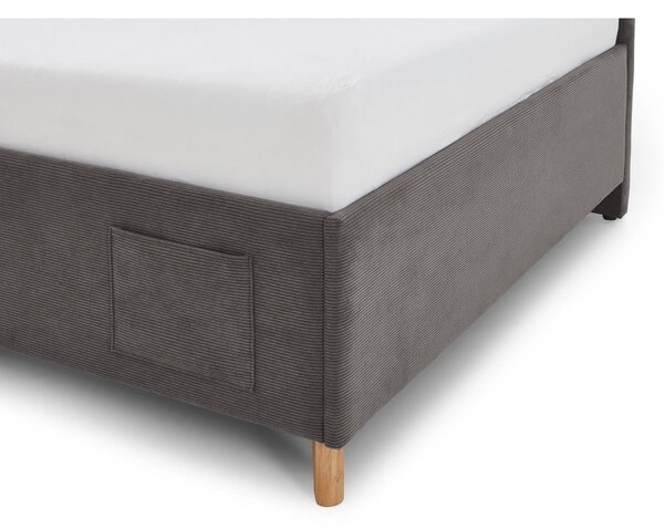 Antracytowe tapicerowane narożne łóżko dziecięce ze schowkiem ze stelażem 90x200 cm Cool – Meise Möbel