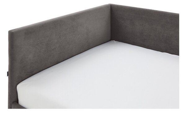 Antracytowe tapicerowane narożne łóżko dziecięce ze schowkiem ze stelażem 90x200 cm Cool – Meise Möbel