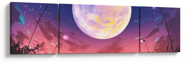 Obraz - Kobieta i pies w pełni księżyca (170x50 cm)
