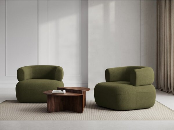 Zielony fotel z materiału bouclé Jenny – Micadoni Home