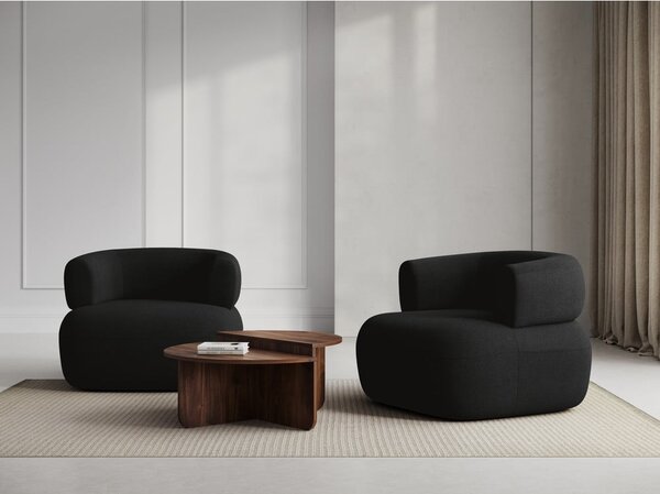 Czarny fotel z materiału bouclé Jenny – Micadoni Home