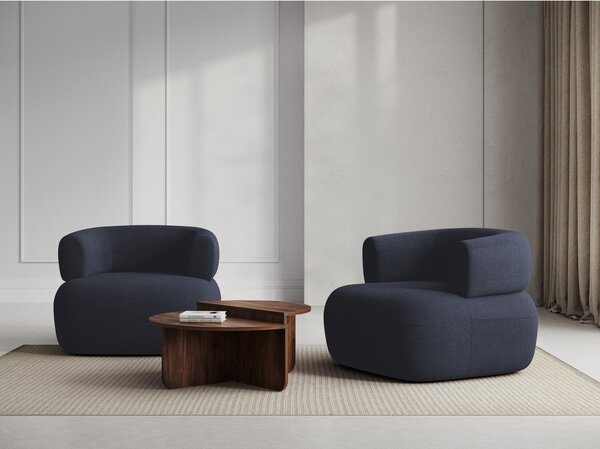 Ciemnoniebieski fotel z materiału bouclé Jenny – Micadoni Home