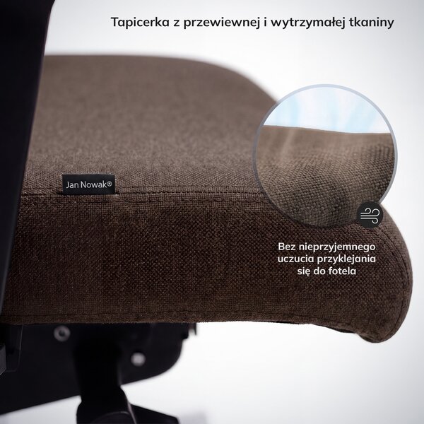 Regulowany fotel biurowy do pracy przy komputerze Vector, brązowa tkanina