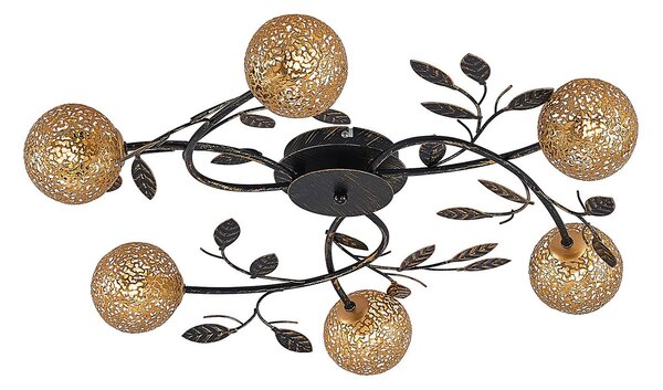 Lampa Sufitowa Lucande, Evory, ściemnialny, czarny, salon, metal, florentyński