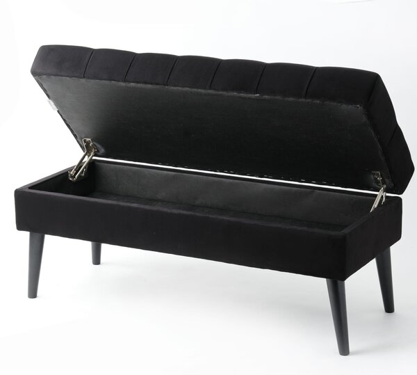 Pikowana pufa ze schowkiem PURE Black