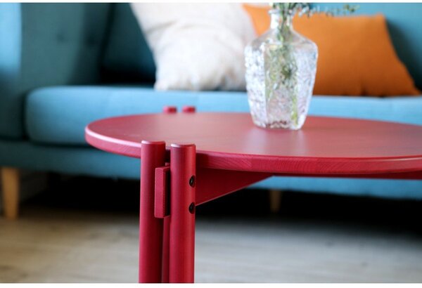 Czerwony okrągły stolik z litego drewna sosnowego ø 60 cm Sticks – Karup Design