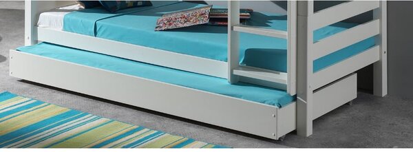 Białe piętrowe łóżko dziecięce z litego drewna sosnowego ze schowkiem 140x200/90x200 cm SCOTT – Vipack