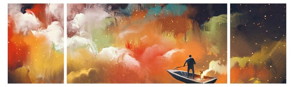 Obraz - człowiek unoszący się w kosmosie (170x50 cm)