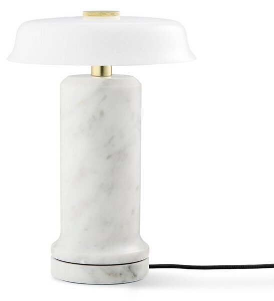 DESIGN BY US Lampa stołowa LED na baterię Trip No. 2, kolor carrara/biały, marmur, szkło możliwość ściemniania, biały / opal, salon / jadalnia, kamień, design