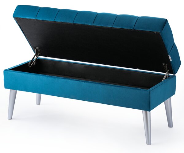 Pikowana pufa ze schowkiem PURE Turquoise
